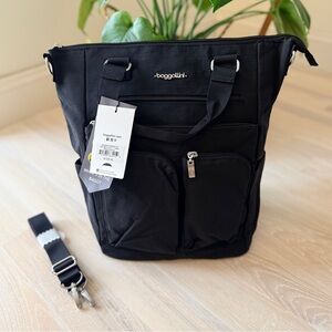 Baggallini All Set 3 In 1 Tote Backpack - Black